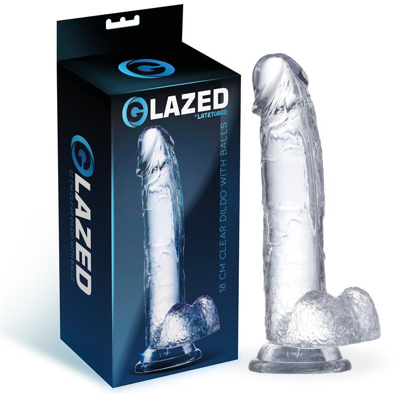 🇪🇸 Glazed - Gode Réaliste en matériaux cristallins 18 CM