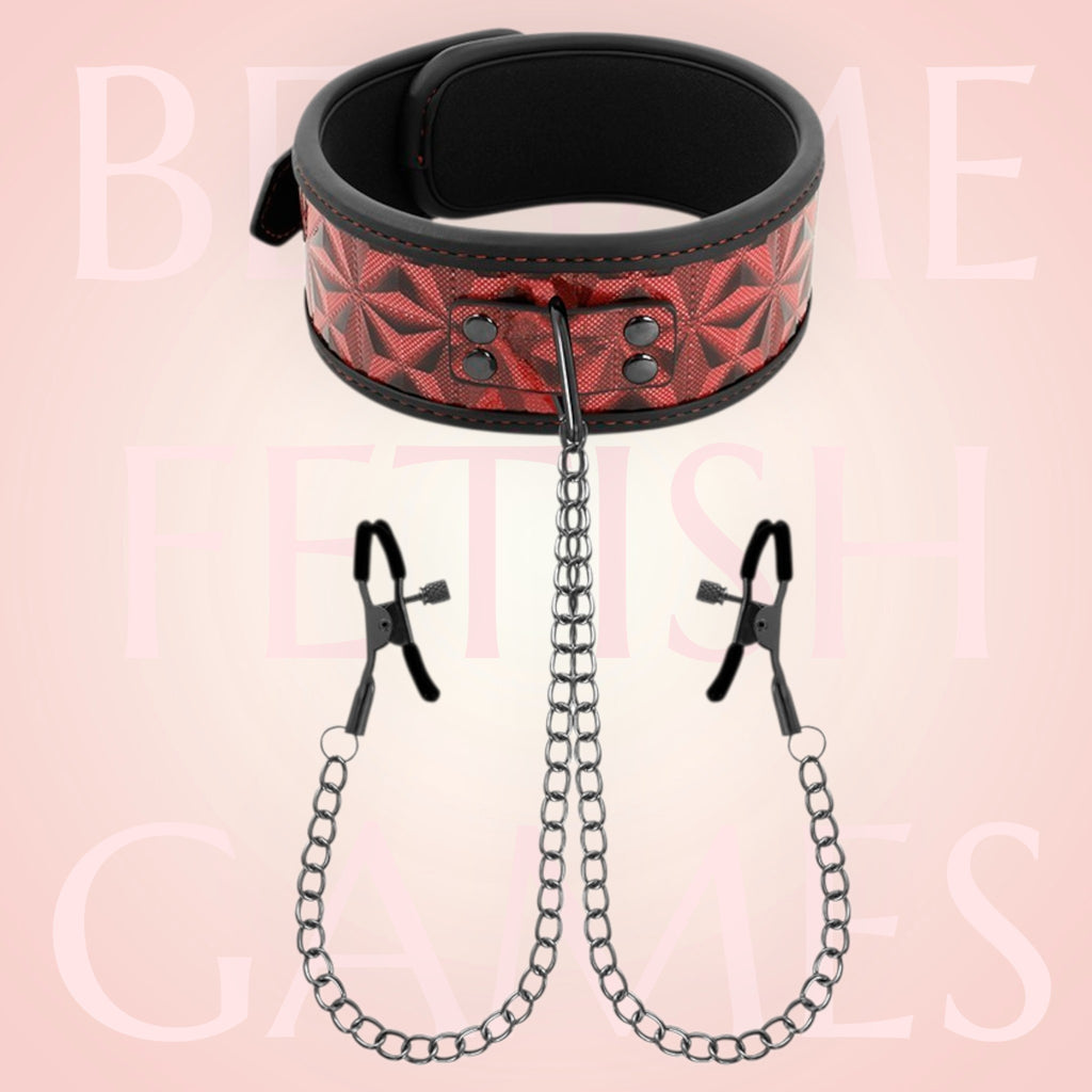 🇪🇸 BEGME — Collier avec pinces à tétons BDSM Red édition