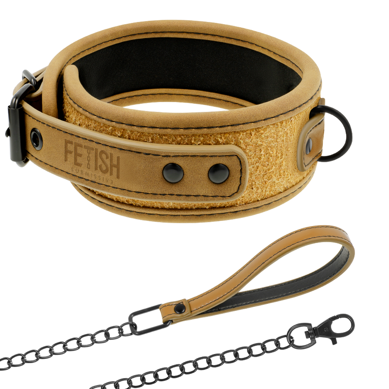 🇪🇸 Fetish Submissive Origen - Collier doublé en néoprène avec chaîne