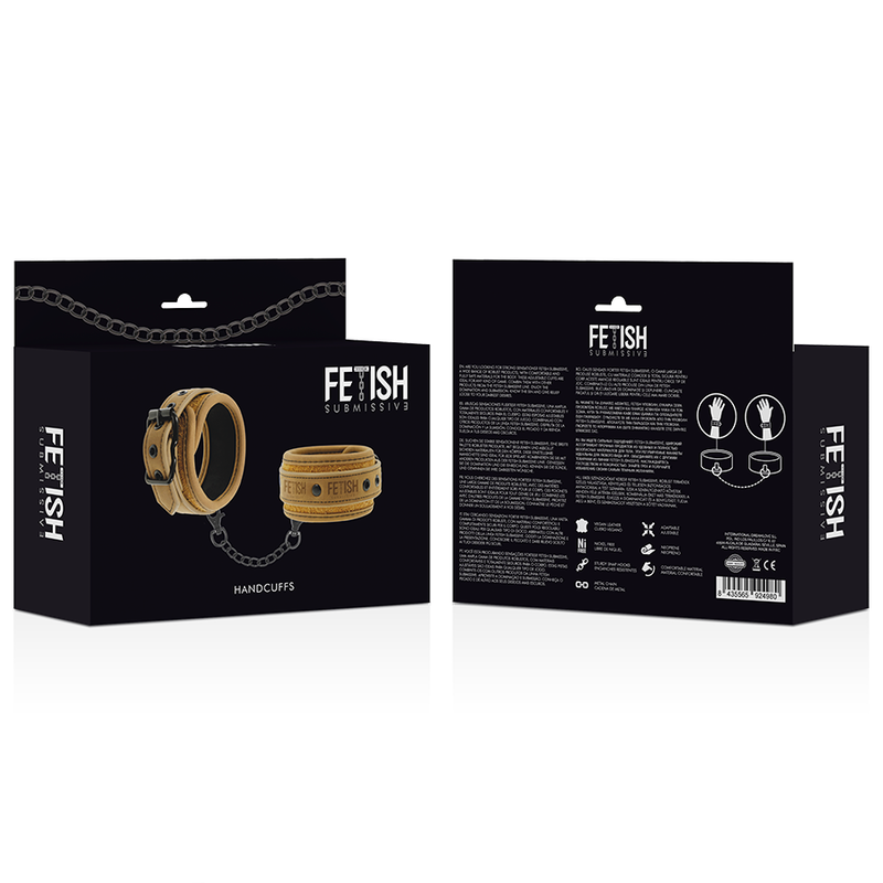 🇪🇸 Fetish Submissive Origen - Menottes en cuir végan avec doublure en néoprène