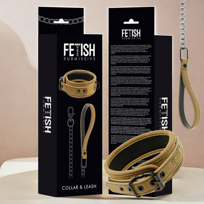 🇪🇸 Fetish Submissive Origen - Collier doublé en néoprène avec chaîne