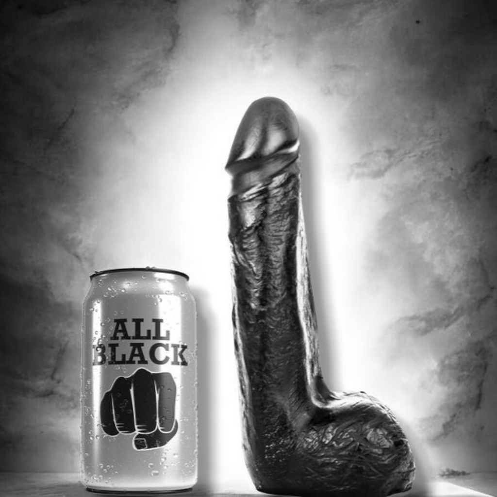 🇪🇸 ALL BLACK™ — Gode réaliste noir doux · 20 cm