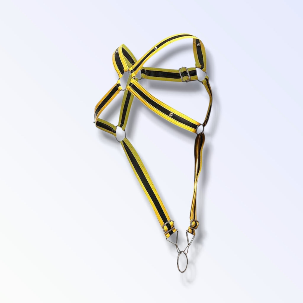 🇨🇴 MOB – Harnais pénien croisé jaune – Taille unique