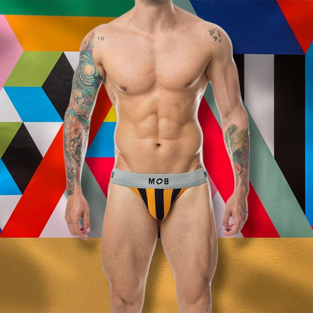 🇪🇸 MOB – Jockstrap à rayures orange