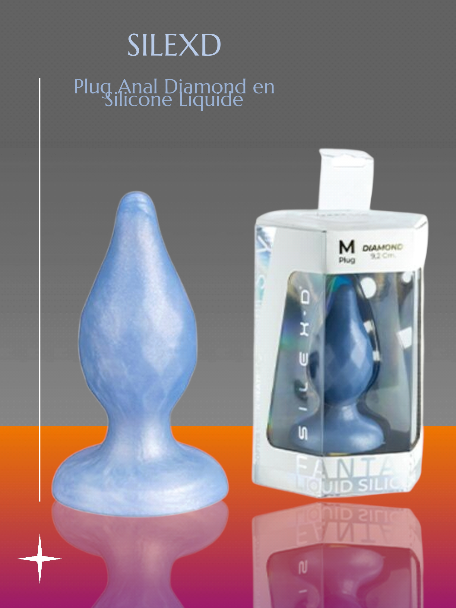 🇪🇸 SILEXD – Plug Anal Diamond en Silicone Liquide Thermoréactif Bleu Nacré