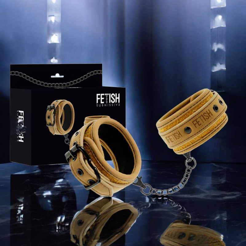 🇪🇸 Fetish Submissive Origen - Menottes en cuir végan avec doublure en néoprène